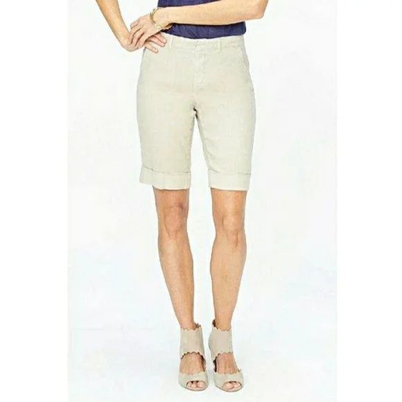 *NWT* NYDJ Bermuda Summer Fall Prep Casual Chic Short with Roll Cuff in Straw - Picture 1 of 16